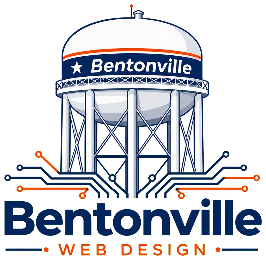Bentonville Web Design color logo with water tower and circuit lines
