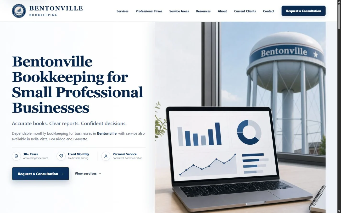 Bentonville Bookkeeping website homepage